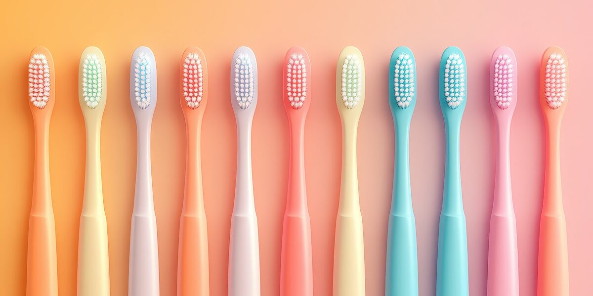 Minimalist Anime Vector Electric Toothbrushes Illustration in Adobe Illustrator Style with Fun Playful Colors and Clean Background